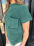 Dark green short sleeve sweater