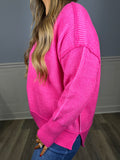 Ribbed two tone pink sweater
