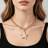 Hammered Star Chain Necklace: GD