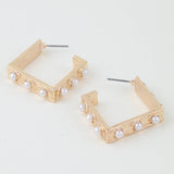 Pearl Studded Box Hoop Earrings: GCR