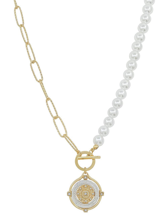 Gold Chain and Pearl Chain with Coin 16