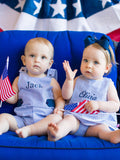Baby Boys Blue Seersucker Classic Jon Jon : Blue / 0-3m