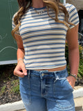 Blue neutral striped tee