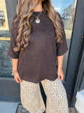 Dark brown short sleeve sweater