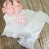 Pima Ruffle Pant Set: 0-3