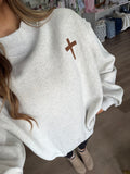 Cross / JESUS SAVES reversible mock neck