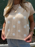 Beige polka dot sleeveless top