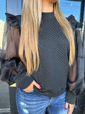 Black mixed textured top