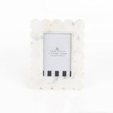 White Scalloped Marble 4x6 Picture Frame