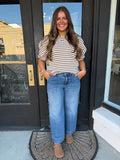 Brown & cream striped top