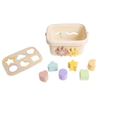 Wooden Shape Sorter Toy, Montessori Learning Sorting Bucket