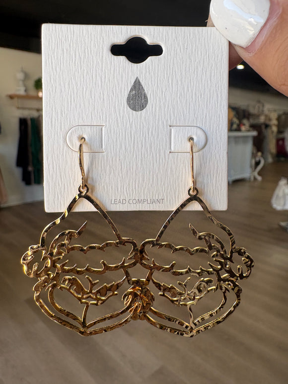 Gold Mean One Cutout 2” Earrings