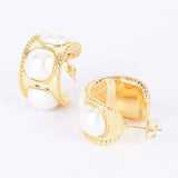 Faux Pearl Metal Mini Hoop Earring: GD