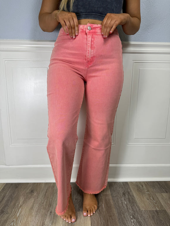 Ash pink straight fit jeans