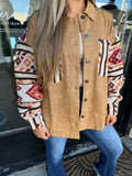 Camel Aztec button front jacket