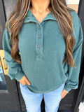 Dark green button front top