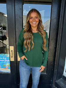 Dark green round neck top