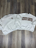 Cross / JESUS SAVES reversible mock neck