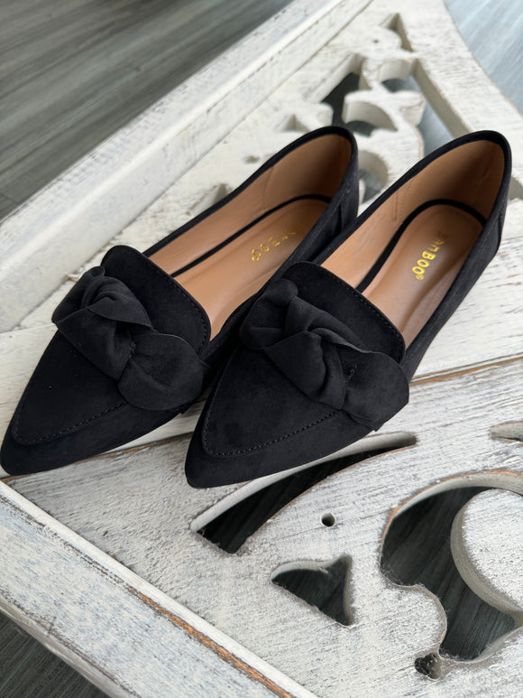 Black suede loafers