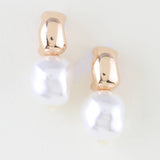 Polished Abstract Pearl Stone Drop Earrings: GCR