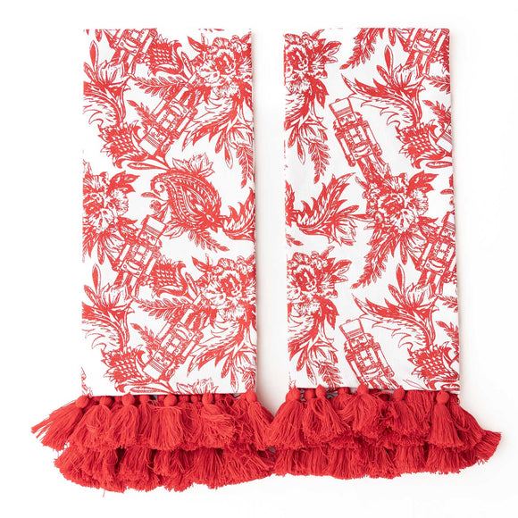 Nutcracker Toile Tassel Kitchen Towel Set