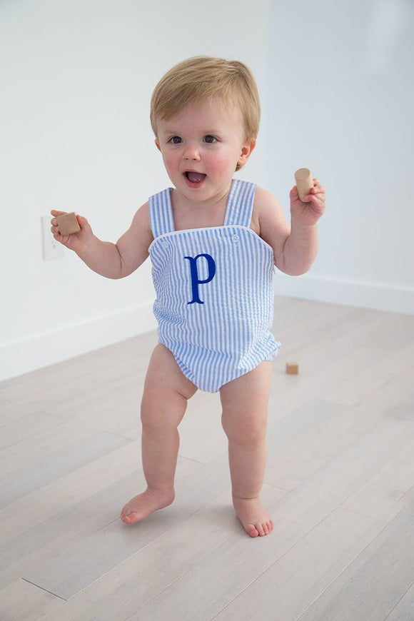 Unisex Seersucker  Sunsuit - Blue