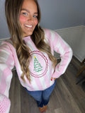 Pink stripe knit tree sweater
