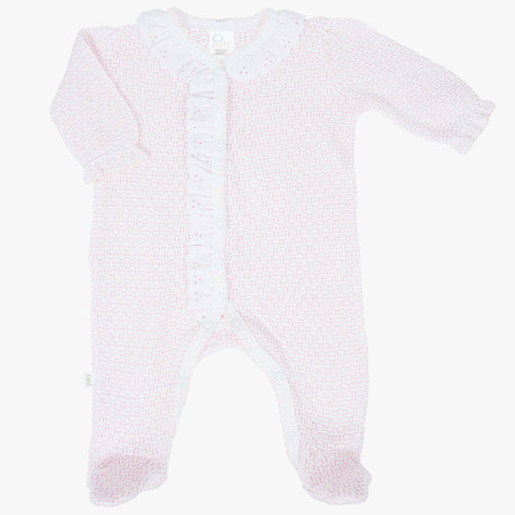 Paty Knit Footie with Eyelet #217E: Pink / Newborn