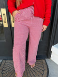 Red gingham wide pants