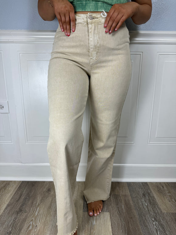 Beige straight fit jeans