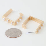 Pearl Studded Box Hoop Earrings: GCR