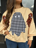 Plaid Ghost Appliqué Sweatshirt