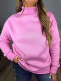 Rose red mock neck crewneck