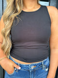 Black ribbed padded tank