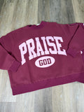 Praise God/ polka dot reversible crewneck