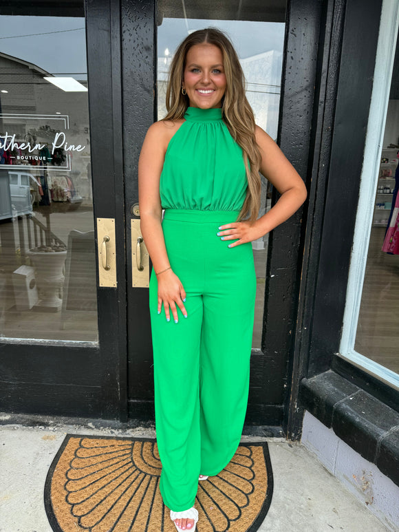 Kelly green classy jumpsuit SouthernPineBoutique