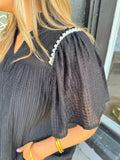 Black pearl shoulder top