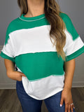 Striped French terry top- Kelly green