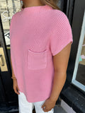 Pink short sleeve sweater