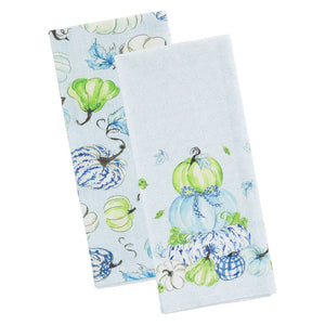 Chinoiserie Pumpkins Cotton Tea Towels Set of 2 Fall Autumn
