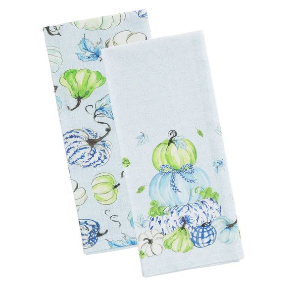 Chinoiserie Pumpkins Cotton Tea Towels Set of 2 Fall Autumn