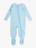 SoftSnooze™ Baby Cotton Modal Blue Breeze Gingham Footed One Piece Pajama: Blue / 0-3m