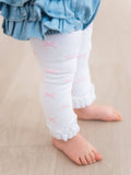 Girls Pink Bows Patterned Footless Ruffle Tights: Pink / 0-6m