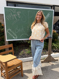 Crochet lace bottom jean