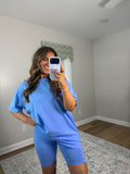 biker short set- cornflower blue