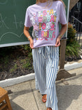 Striped wide leg pants- blue
