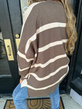 Beige & brown striped contrast sweater