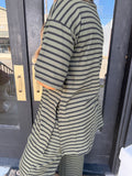 Olive & black striped set