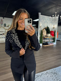 Black rhinestone & pearl blazer