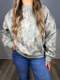Tree camo Sherpa lined crewneck